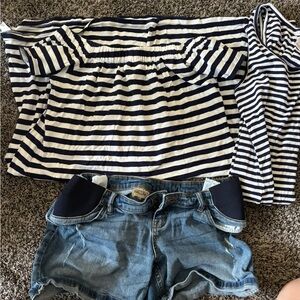 Maternity dresses and shorts bundle.